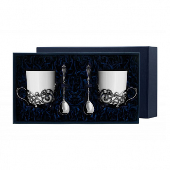 Серебряный чайный набор с ложками «Витая»