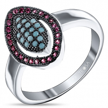 Серебряное кольцо с нано рубином и нано бирюзой