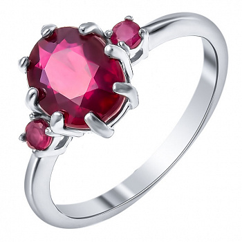 Серебряное кольцо с рубином «Элегант»