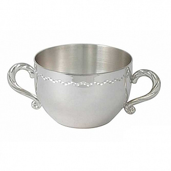 Серебряная чашка детская с каймой