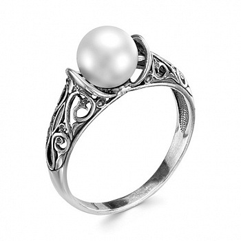 Серебряное кольцо «Загадка» с жемчугом