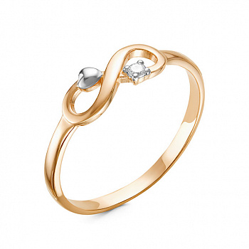 Серебряное кольцо «Стелла» с фианитом и позолотой