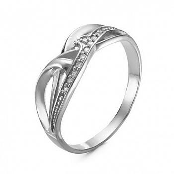 Серебряное кольцо с фианитами «Волна»