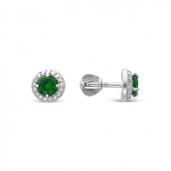Серебряные серьги с зеленой шпинелью «Королевский камень»