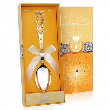 Серебряная детская ложка с позолотой «Ангел»