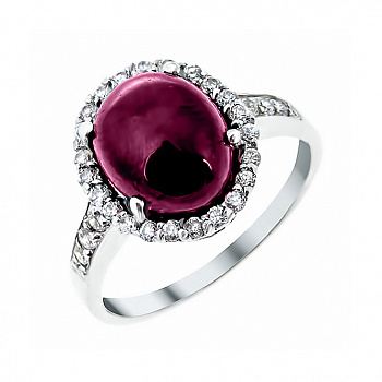 Серебряное кольцо с рубином и фианитом «Королевская роскошь»