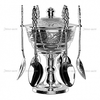 Серебряная ваза для варенья «Большая семья» без черни