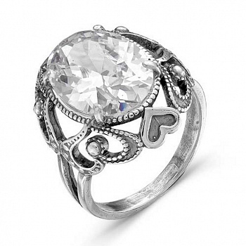 Серебряное кольцо «Любовь» с фианитом