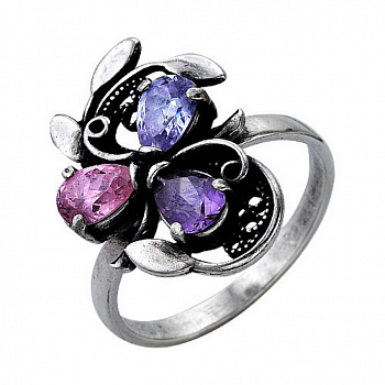 Серебряное кольцо «Соцветие» с фианитами