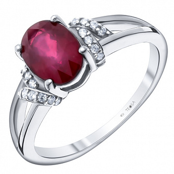 Серебряное кольцо с рубином и фианитом «Оригинальное»