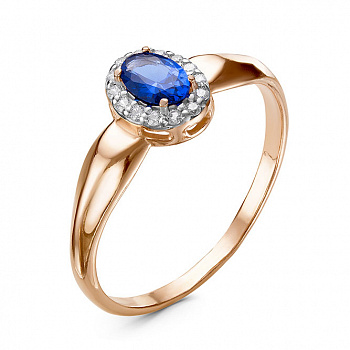 Серебряное кольцо «Электра» с синим шпинелем и золочением