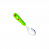 Серебряная детская ложка с зеленой ручкой