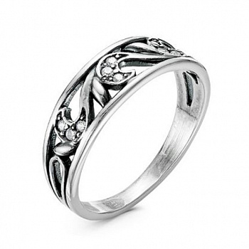 Серебряное кольцо с фианитами «Вьюнок»