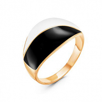 Серебряное кольцо «Черное и белое» с золочением