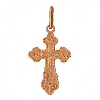 Серебряная подвеска в виде креста с орнаментом и позолотой