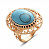 Серебряное кольцо «Великолепный век» с золочением и бирюзой