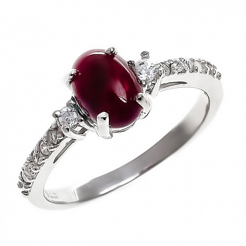 Серебряное кольцо с фианитом и рубином «Королевская роскошь»