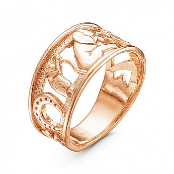Серебряное кольцо «Счастье» с позолотой
