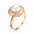 Серебряное кольцо «Цветок» с жемчугом и позолотой