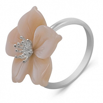 Серебряное кольцо "Цветок" с перламутром