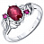 Серебряное кольцо с рубином и фианитами «Оригинальное»