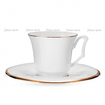 Фарфоровая чашка с блюдцем кофейная "Золотая лента" форма Юлия