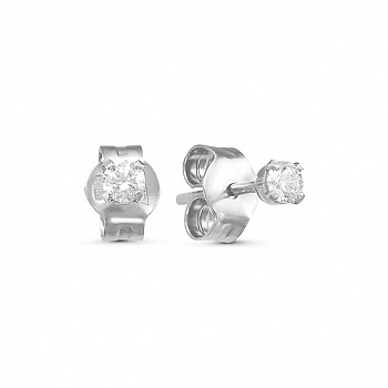 Серебряные серьги-гвоздики с фианитом «Изящество»