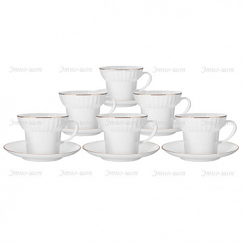Фарфоровый набор из шести чайных пар «Золотой кантик»