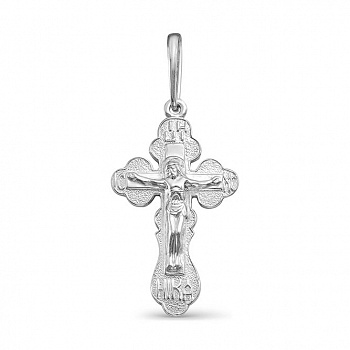 Серебряная подвеска «Крестик нательный» для мужчин с родированием