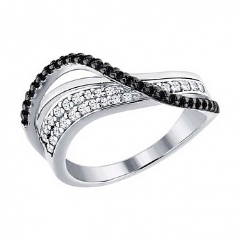 Серебряное кольцо с чёрными фианитами
