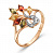 Серебряное кольцо «Дерево жизни» с разноцветными фианитами и золочением