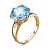 Серебряное кольцо «Эдем» с голубым фианитом и золочением