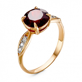 Серебряное кольцо с пурпурным фианитом и позолотой «Невея»