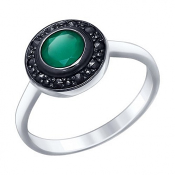Серебряное кольцо «Магия» с агатом и марказитами