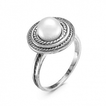 Серебряное кольцо «Электра» с жемчугом