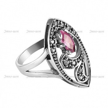 Серебряное кольцо "Розовый Закат"