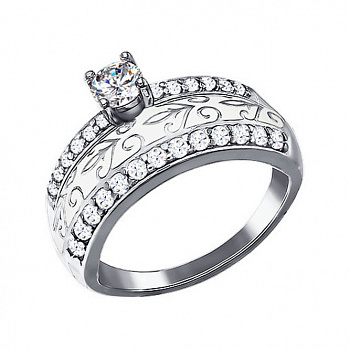 Серебряное кольцо с эмалью и фианитами «Царское»