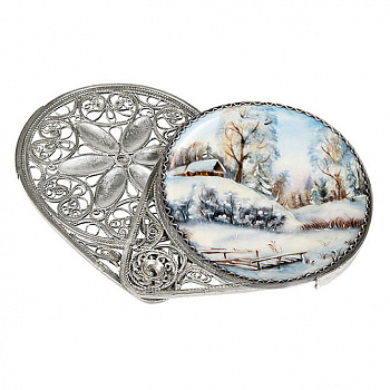 Посеребрённое зеркало «Зимний пейзаж»
