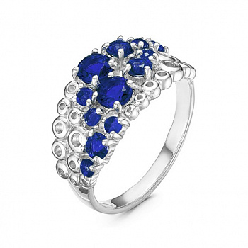 Серебряное кольцо «Модница» с кварцевым сапфиром