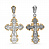 Серебряная подвеска в форме креста с узором и позолотой