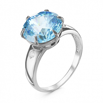 Серебряное кольцо «Эдем» с голубым фианитом