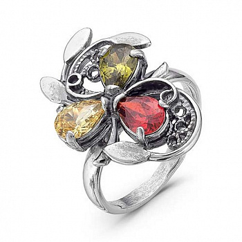 Серебряное кольцо с фианитами «Соцветие»