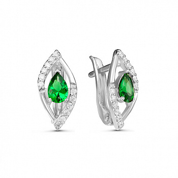 Серебряные серьги с зеленой шпинелью «Взгляд ангела»