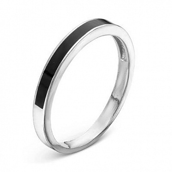 Серебряное кольцо «Классическое» с черной эмалью