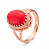 Серебряное кольцо «Асоль» с кораллом и золочением