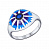 Серебряное кольцо с эмалью и фианитами «Васильки»