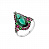 Серебряное кольцо с зеленым кварцем и рубином