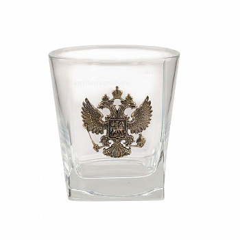Коллекционный сувенирный стакан для виски «Герб России»
