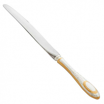 Серебряный нож столовый "Виньетка" с позолотой