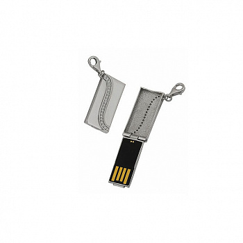 Серебряный USB накопитель с фианитами